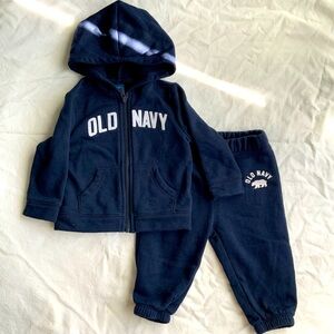 Old Navy Baby Fleece Hoodie and Jogger Set 6-12M Navy color